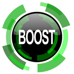 boost icon, green modern design isolated button, web and mobile app design illustration