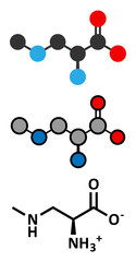 beta-Methylamino-L-alanine (BMAA) toxic amino acid molecule. 