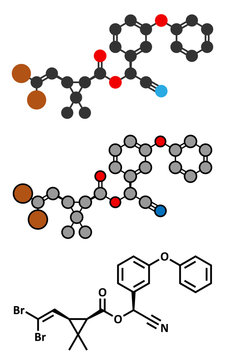 Deltamethrin insecticide molecule (synthetic pyrethroid).