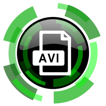 avi file icon, green modern design isolated button, web and mobile app design illustration