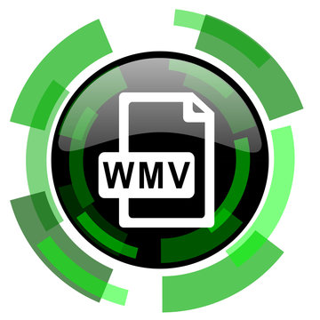 wmv file icon, green modern design isolated button, web and mobile app design illustration