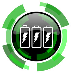 battery icon, green modern design isolated button, web and mobile app design illustration