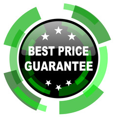 best price guarantee icon, green modern design isolated button, web and mobile app design illustration