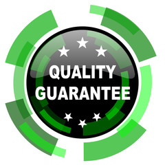 quality guarantee icon, green modern design isolated button, web and mobile app design illustration