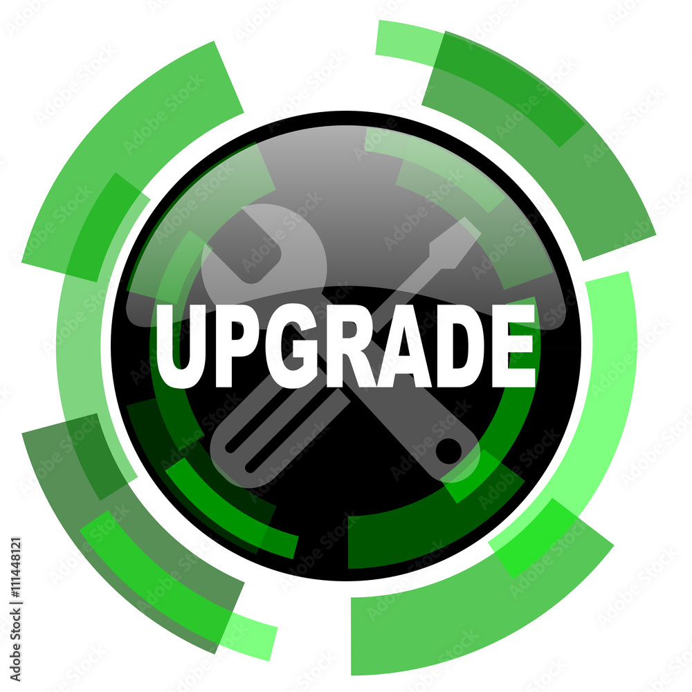 Aufkleber upgrade icon, green modern design isolated button, web and mobile app design illustration