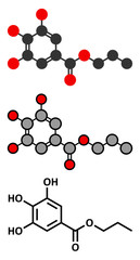 Propyl gallate antioxidant food additive molecule.