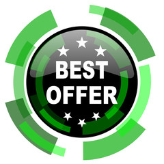 best offer icon, green modern design isolated button, web and mobile app design illustration