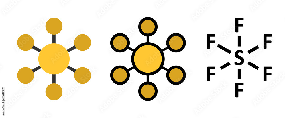 Poster sulfur hexafluoride gas insulator molecule. 