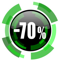 70 percent sale retail icon, green modern design isolated button, web and mobile app design illustration