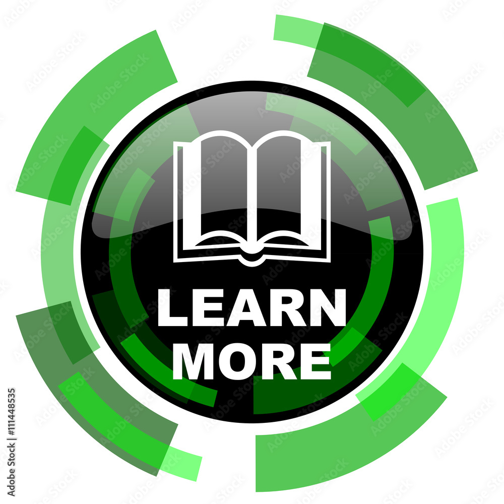 Aufkleber learn more icon, green modern design isolated button, web and mobile app design illustration