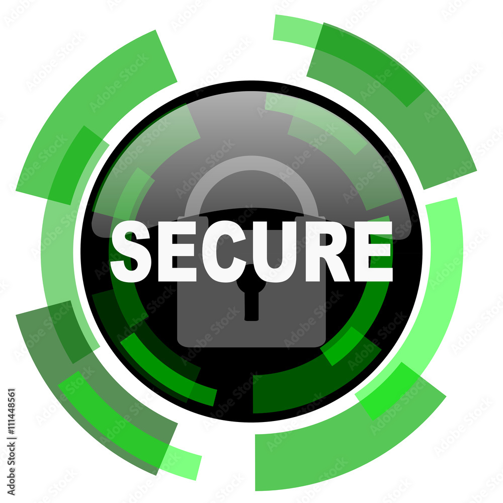 Poster secure icon, green modern design isolated button, web and mobile app design illustration