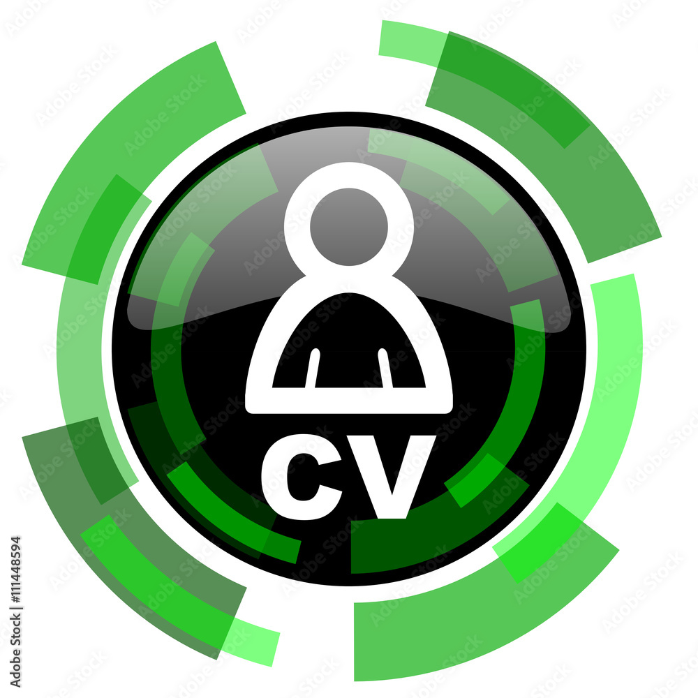 Poster cv icon, green modern design isolated button, web and mobile app design illustration