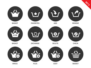 Baskets icons on white background