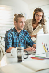 creative team working on computer