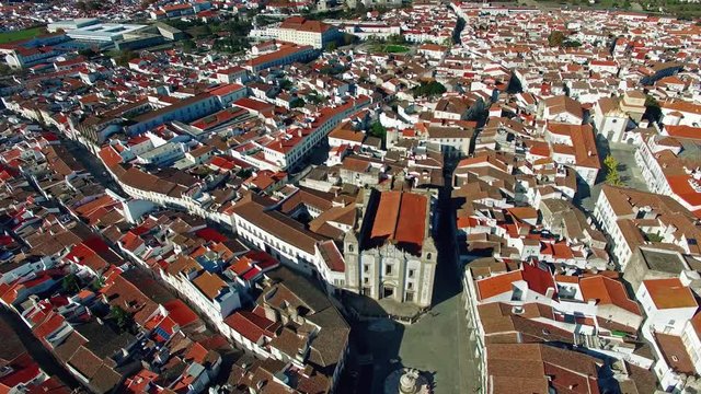 Evora city panoramic aerial view