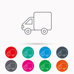 Delivery truck icon. Transportation car sign.