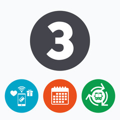 Third place award sign. Winner symbol.