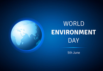 World Environment Day vector card, poster with globe.