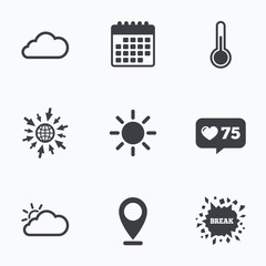 Weather icons. Cloud and sun. Temperature symbol