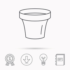 Flower pot icon. Gardening ceramic container.