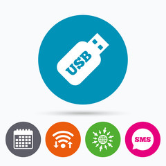 Usb Stick sign icon. Usb flash drive button.