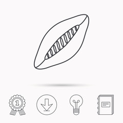 Rugby ball icon. American football sign.