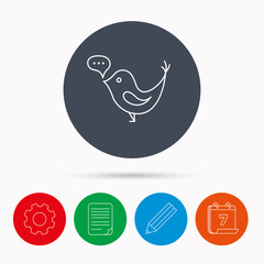 Bird with speech bubble icon. Short messages.