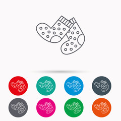 Socks icon. Baby underwear sign.