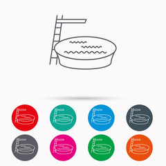 Swimming pool icon. Jumping into water sign.