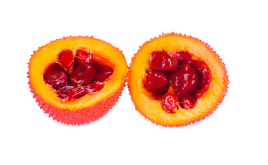 Spiny bitter gourd fruit,Momordica on white background