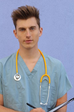 Portrait of a smiling handsome doctor