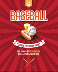 
Baseball game invitation poster design. EPS 10 vector. - 111456565