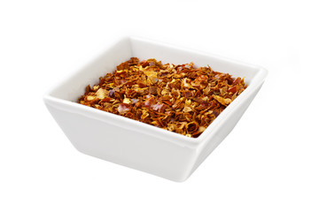 dried leaves on bowl.