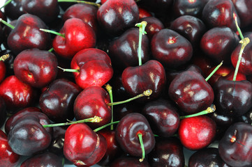 close up on cherries background