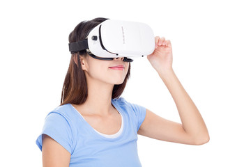 Woman looking via vr device