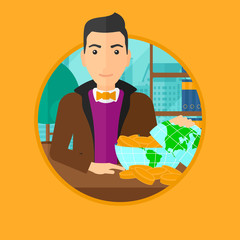 Man with globe full of money.