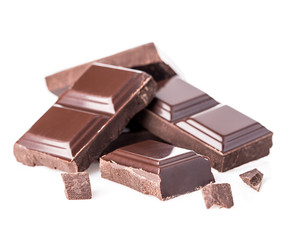 Chocolate bars isolated on white background.