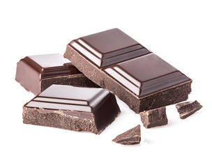 Chocolate bars isolated on white background.