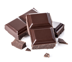 Chocolate bars isolated on white background.