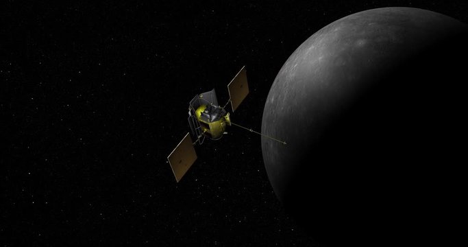 Messenger spacecraft making a close pass of Mercury. Data: NASA/JPL.