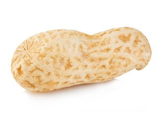 Dried peanuts close-up on a white background.