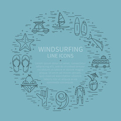 Circle vector icons windsurfing