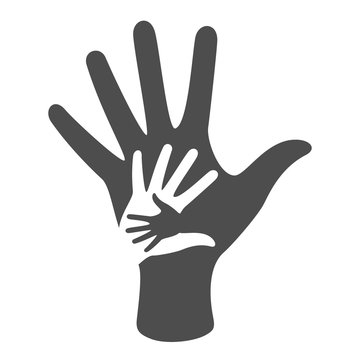 Isolated hand silhouette with other smaller images