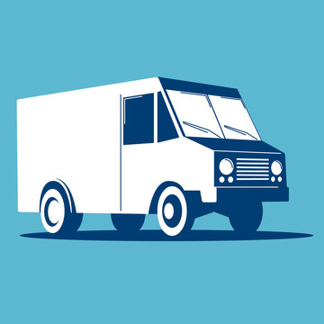 Isolated image of delivery truck against blue