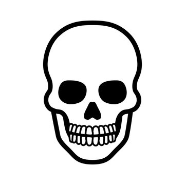Death skull or human skull line art icon for games and websites