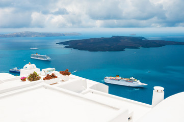 White architecture on Santorini island, Greece.