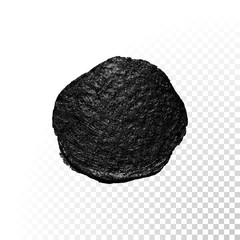 Black watercolor brush blob. Vector oil paint smear. Polish stain.