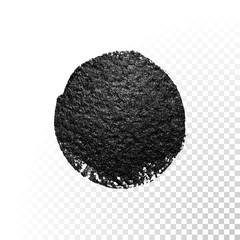 Black watercolor brush blob. Vector oil paint smear. Polish stain.