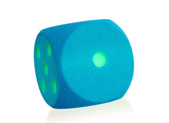Large blue foam die isolated - 1