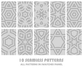 vector set of geometric seamless patterns for design